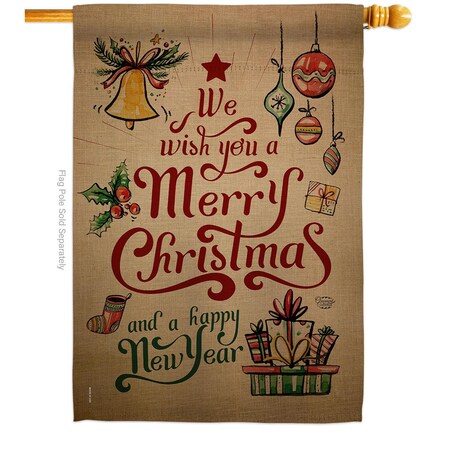 Ornament Collection 28 x 40 in. Merry Christmas & Happy New Year House Flag w/Winter Dbl-Sided Vertical Flags  Banner OR579008